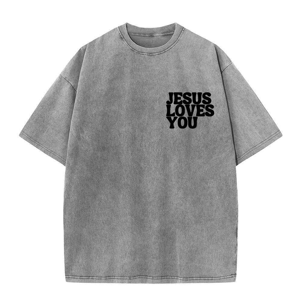 Christianartworkshop Good News Jesus Loves You Unisex Washed T-shirt