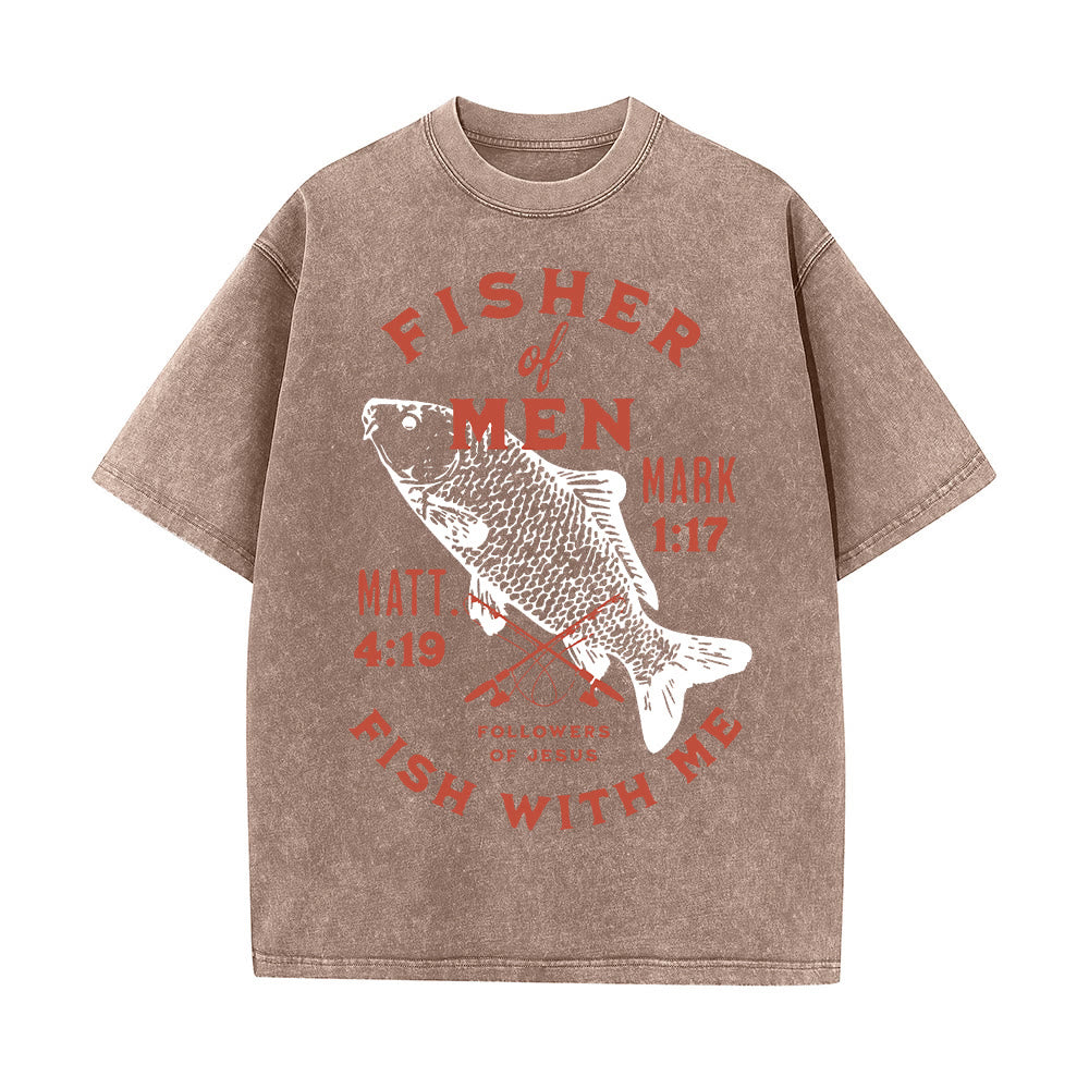 Christianartworkshop Followers of Jesus Fisher of Men Unisex Washed T-Shirt