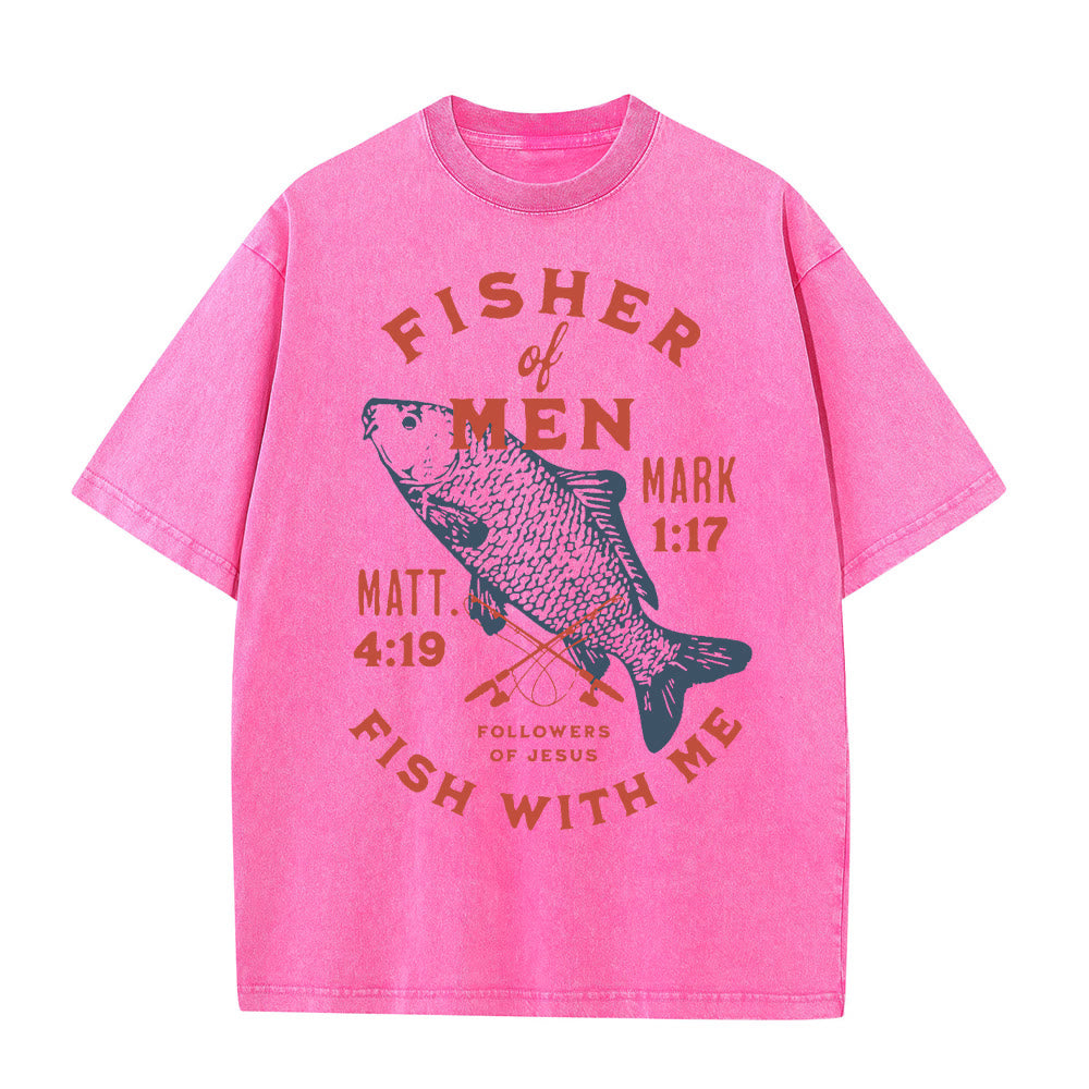 Christianartworkshop Followers of Jesus Fisher of Men Unisex Washed T-Shirt