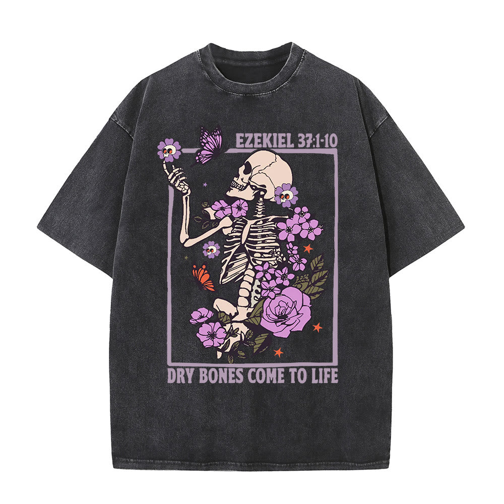 Christianartworkshop Vintage Dry Bones Come To Life Unisex Washed T-Shirt