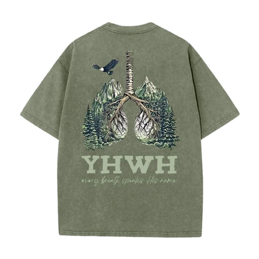 Christianartworkshop Every Breath Speaks His Name Unisex Washed T-shirt
