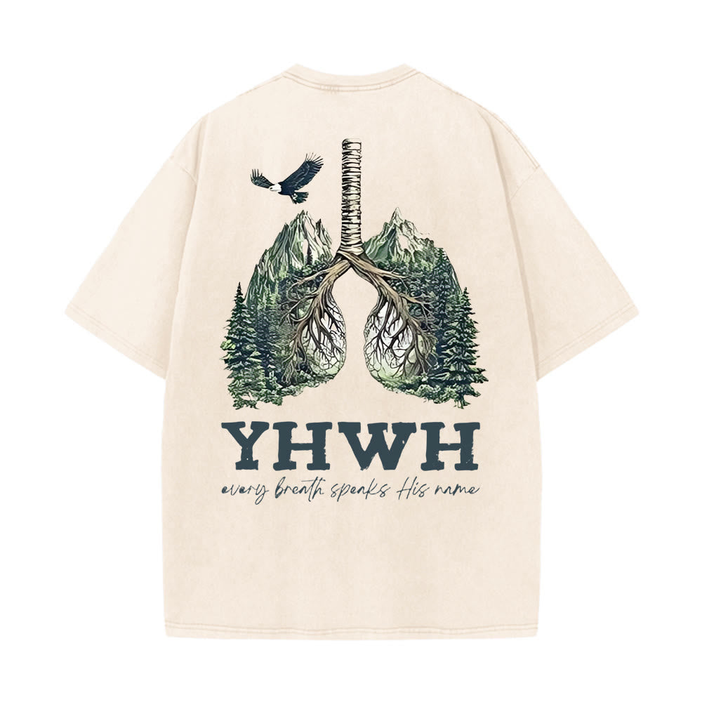 Christianartworkshop Every Breath Speaks His Name Unisex Washed T-shirt