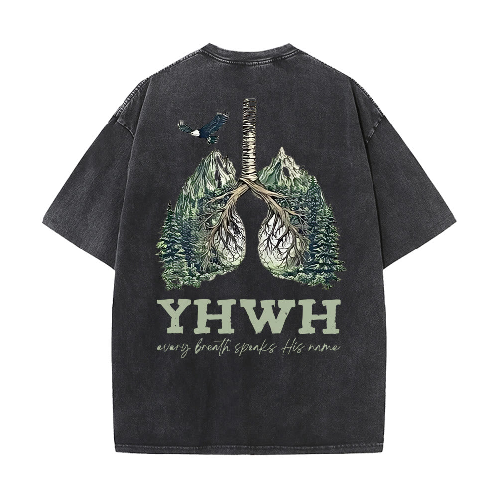 Christianartworkshop Every Breath Speaks His Name Unisex Washed T-shirt
