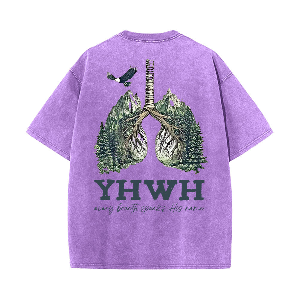 Christianartworkshop Every Breath Speaks His Name Unisex Washed T-shirt