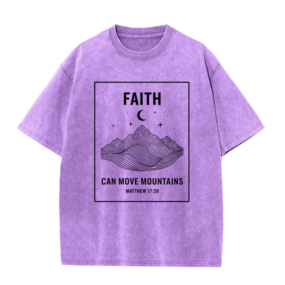 Christianartworkshop Faith Can Move Mountains Matthew 17:20 Unisex Washed T-Shirt