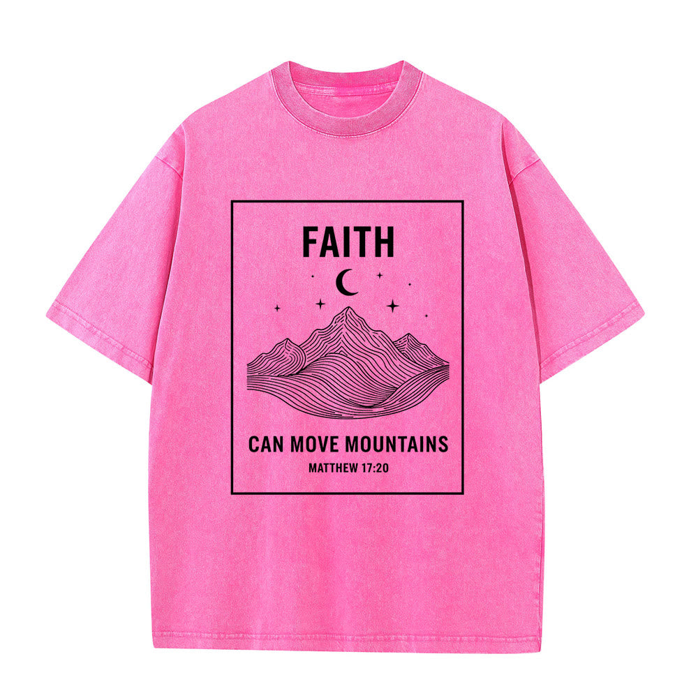 Christianartworkshop Faith Can Move Mountains Matthew 17:20 Unisex Washed T-Shirt