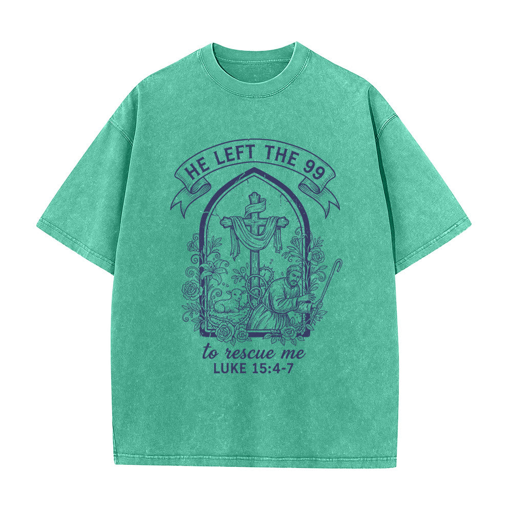 Christianartworkshop His Relentless Care Shepherd & Lamb Unisex Washed T-Shirt