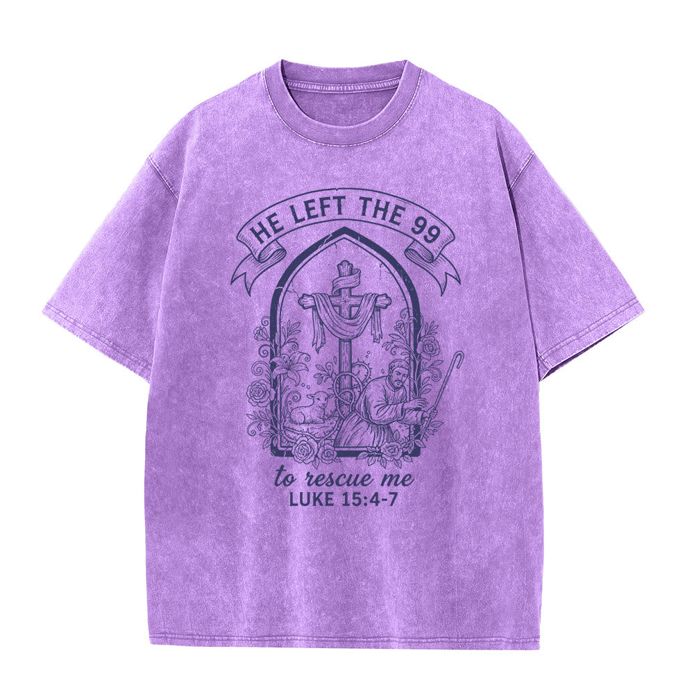 Christianartworkshop His Relentless Care Shepherd & Lamb Unisex Washed T-Shirt