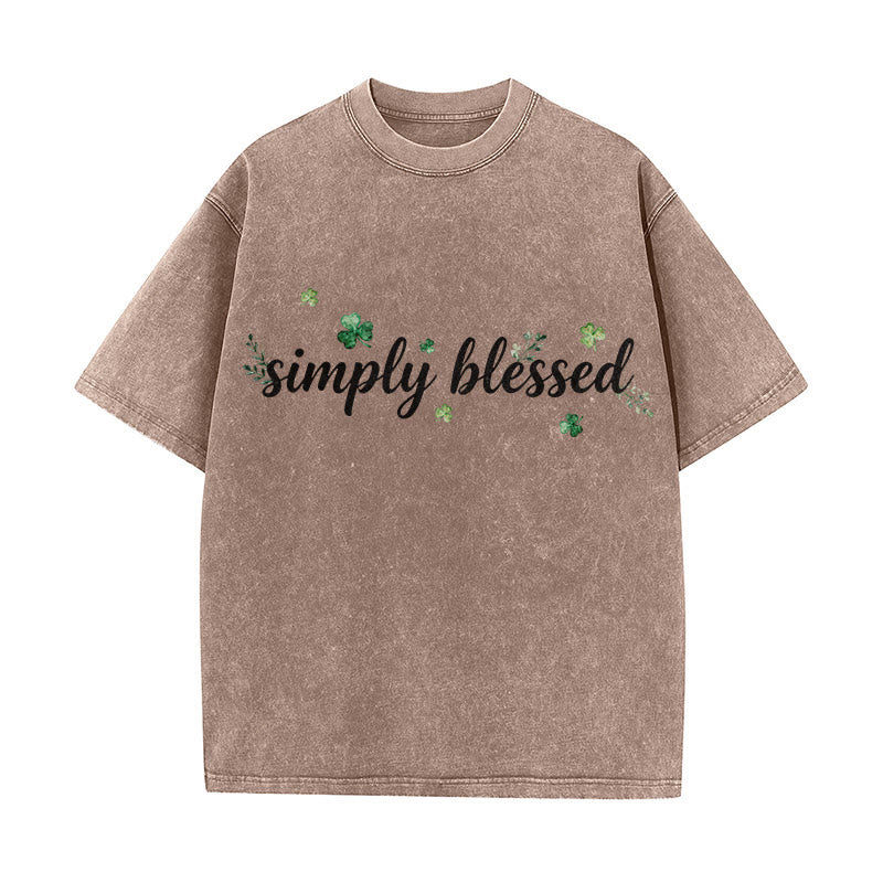 Christianartworkshop Not Lucky Simply Blessed Psalm 34:8 Unisex Washed T-Shirt