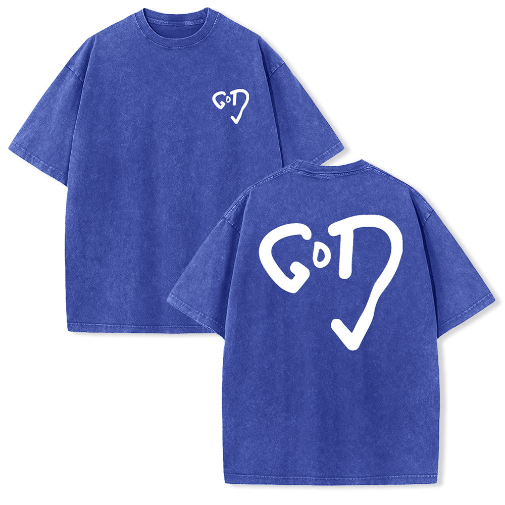 Christianartworkshop God Heart Unisex Washed T-shirt
