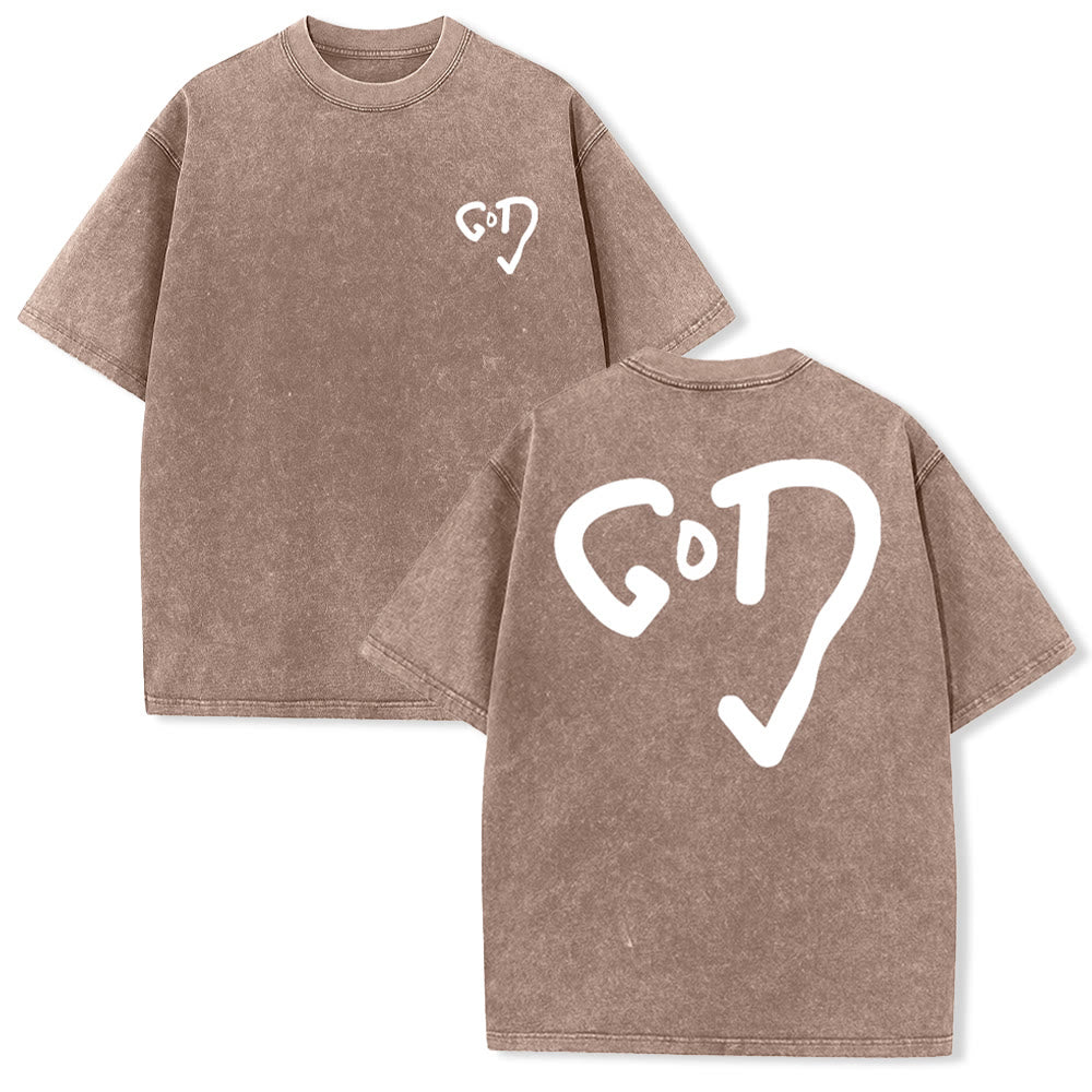 Christianartworkshop God Heart Unisex Washed T-shirt