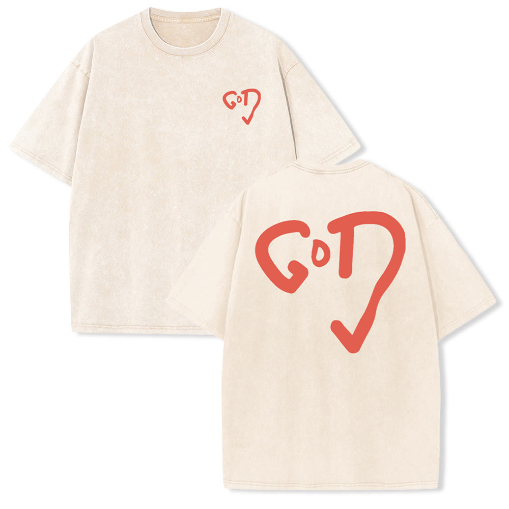 Christianartworkshop God Heart Unisex Washed T-shirt