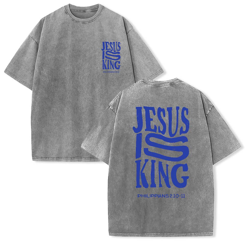 Christianartworkshop Jesus Is King Graphic Unisex Washed T-Shirt