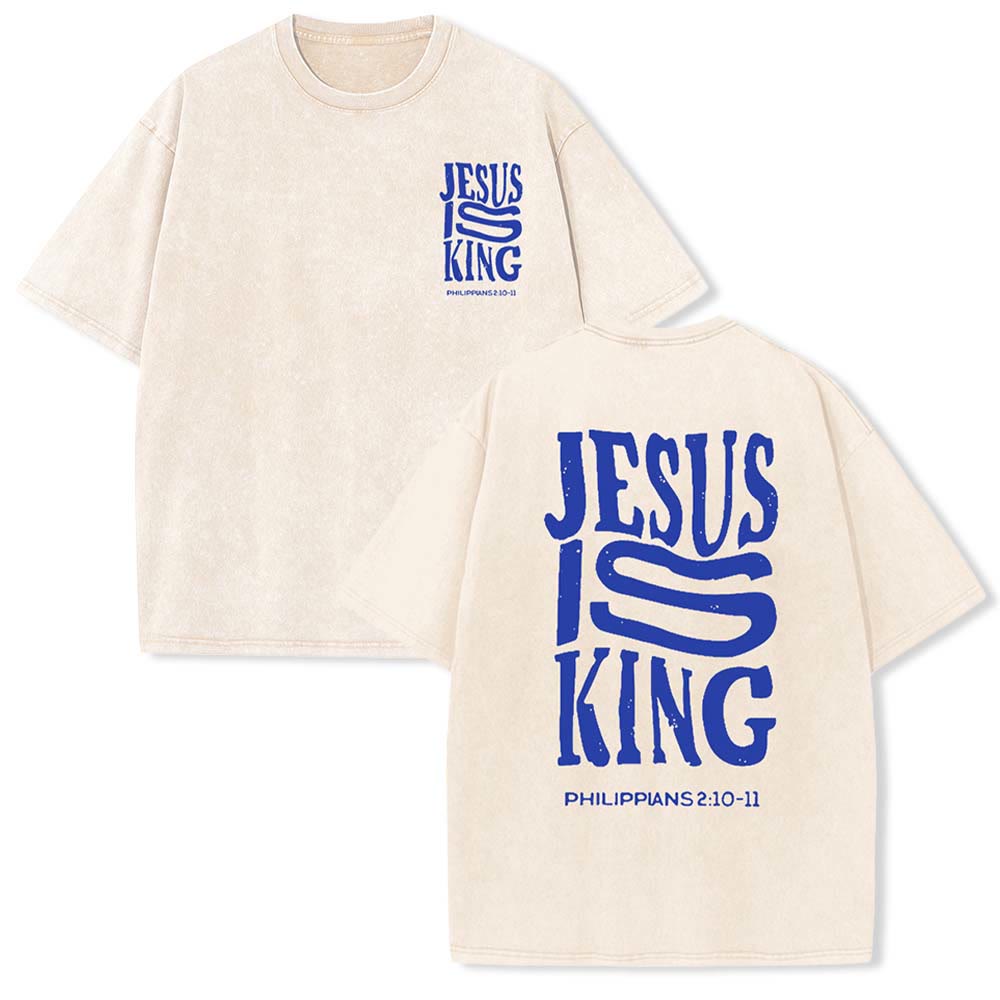Christianartworkshop Jesus Is King Graphic Unisex Washed T-Shirt