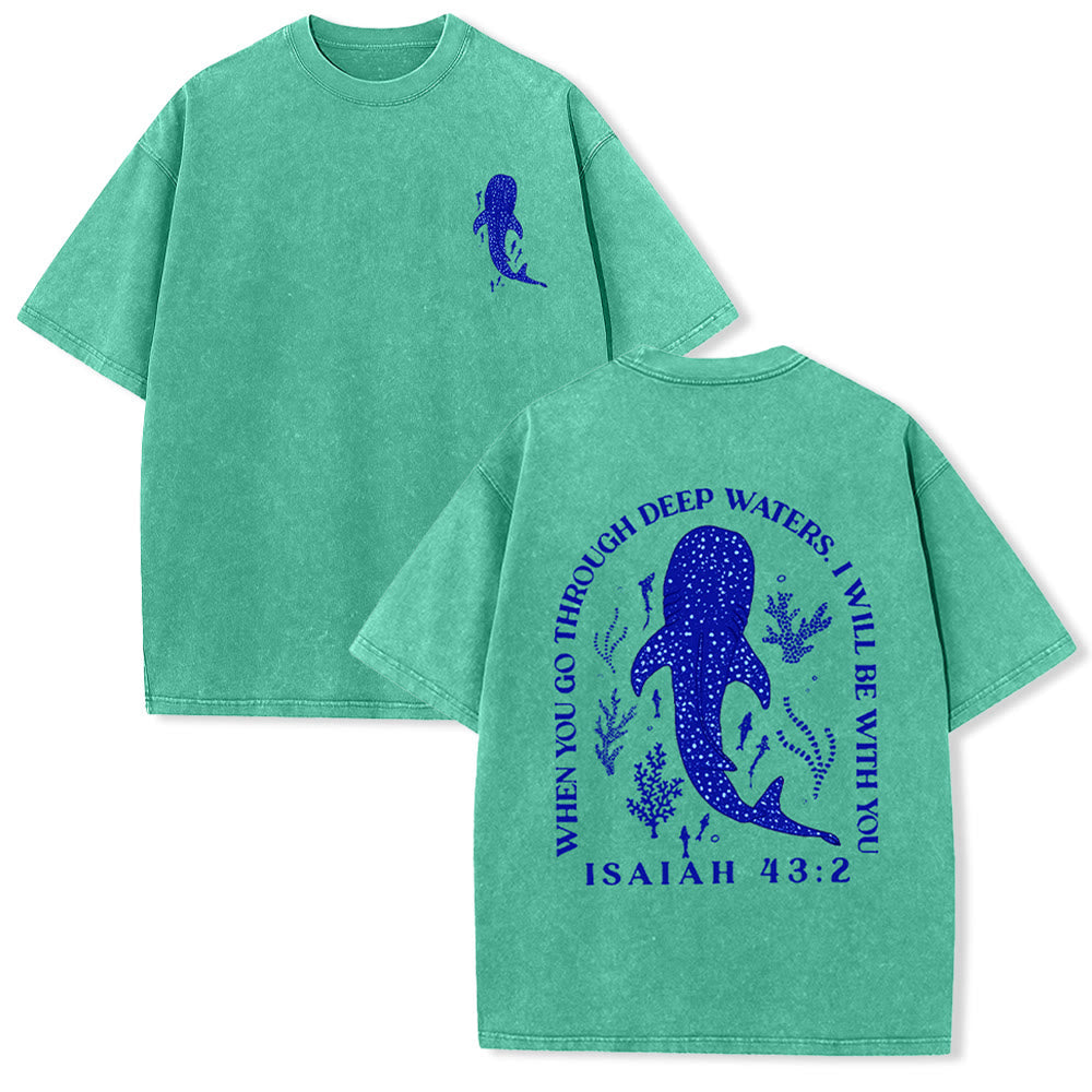 Christianartworkshop I Will Be With You Double Sided Unisex Washed T-shirt