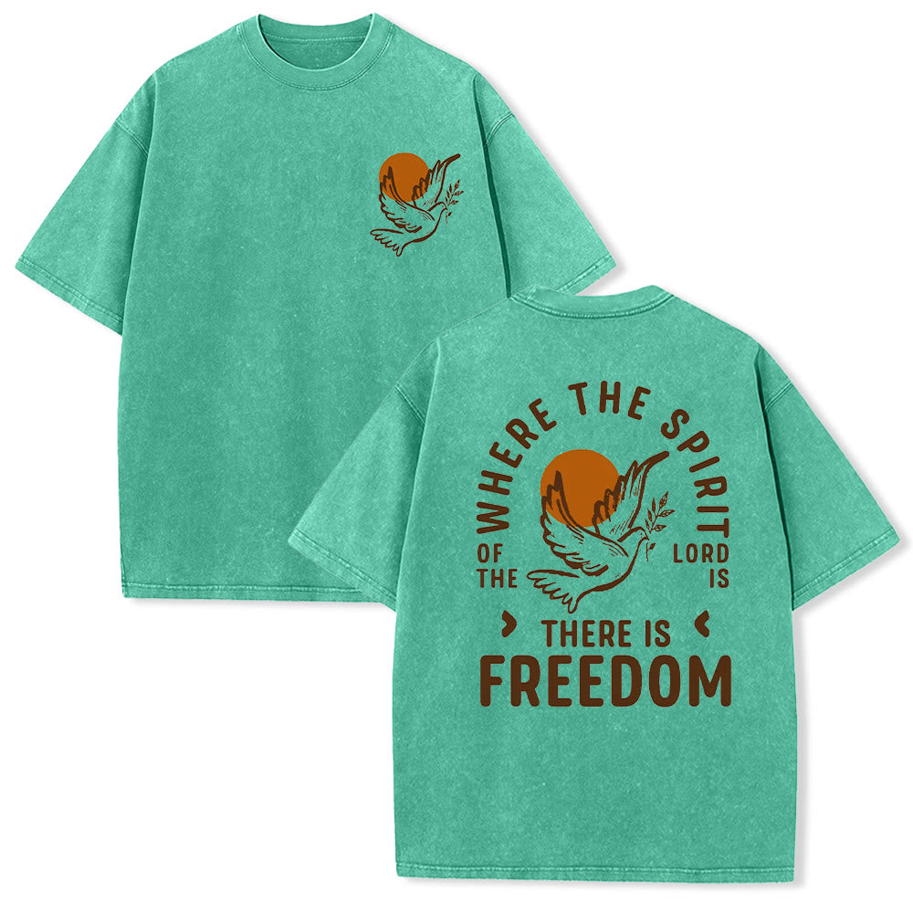 Christianartworkshop Spirit of the Lord and Freedom Unisex Washed T-Shirt