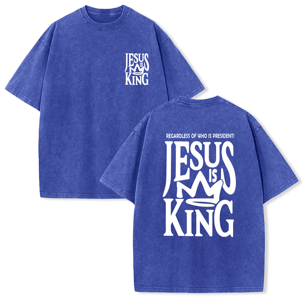 Christianartworkshop Jesus is King Statement Unisex Washed T-Shirt