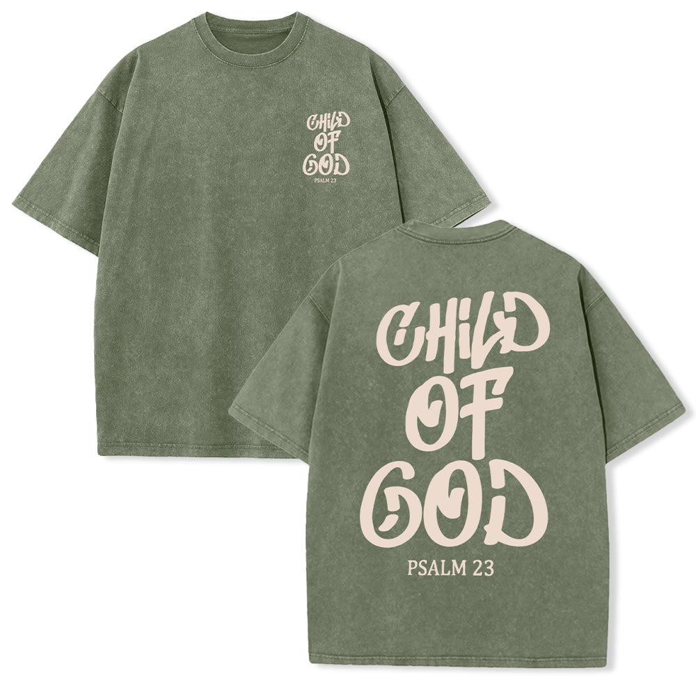 Christianartworkshop Chic Spiritual Child of God Psalm 23 Unisex Washed T-Shirt