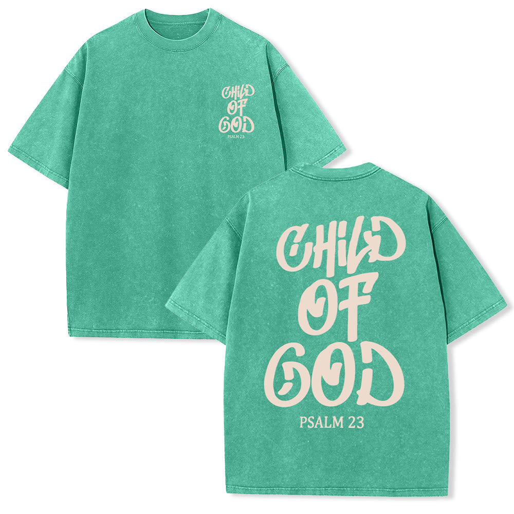 Christianartworkshop Chic Spiritual Child of God Psalm 23 Unisex Washed T-Shirt