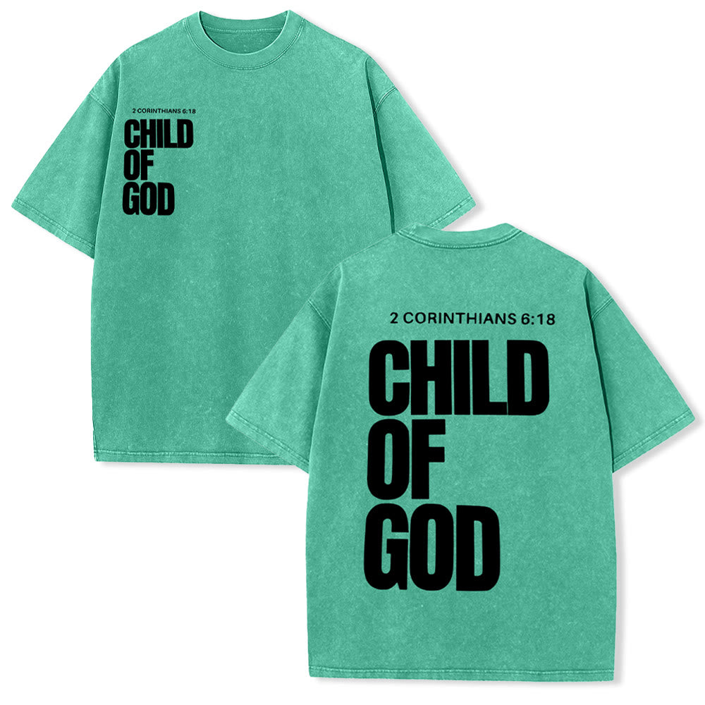 Christianartworkshop Minimalist Child of God Unisex Washed T-Shirt: Bold Faith in Clean Design
