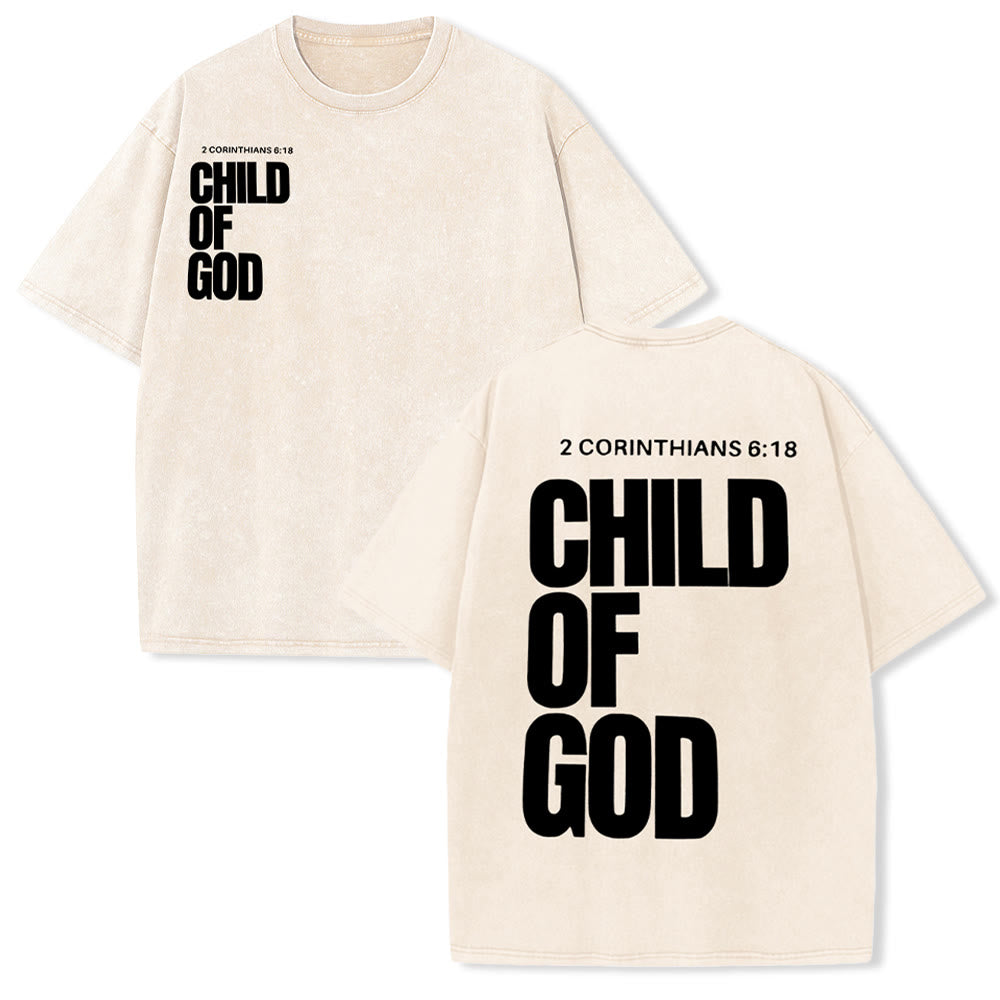 Christianartworkshop Minimalist Child of God Unisex Washed T-Shirt: Bold Faith in Clean Design
