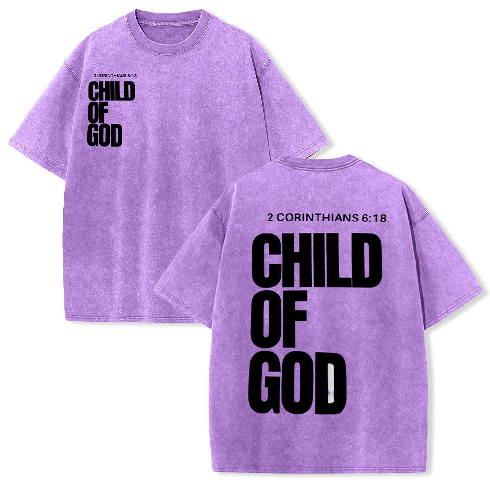 Christianartworkshop Minimalist Child of God Unisex Washed T-Shirt: Bold Faith in Clean Design