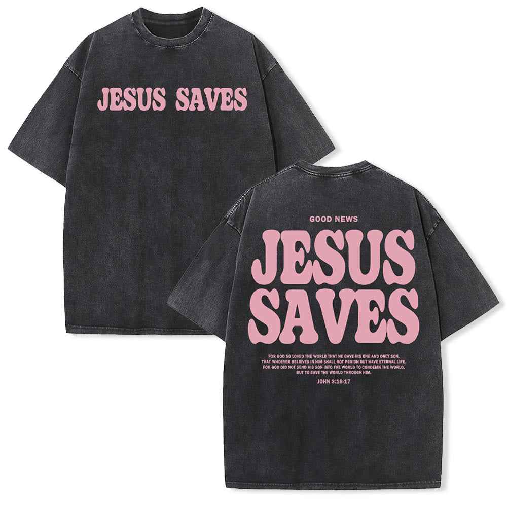 Christianartworkshop Jesus Saves Unisex Washed T-Shirt