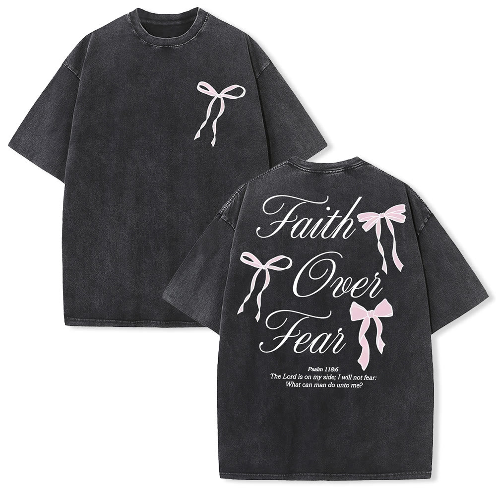 Christianartworkshop Faith Over Fear Unisex Washed T-Shirt