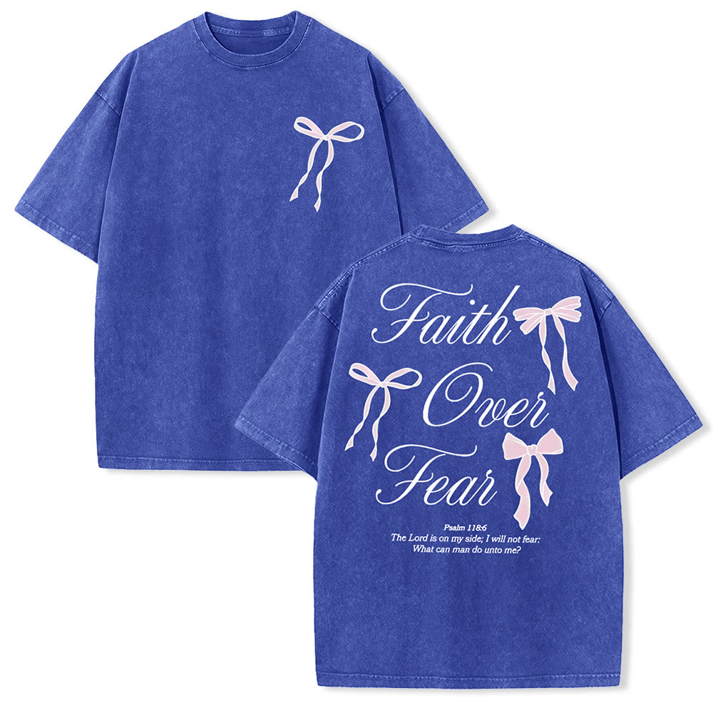 Christianartworkshop Faith Over Fear Unisex Washed T-Shirt
