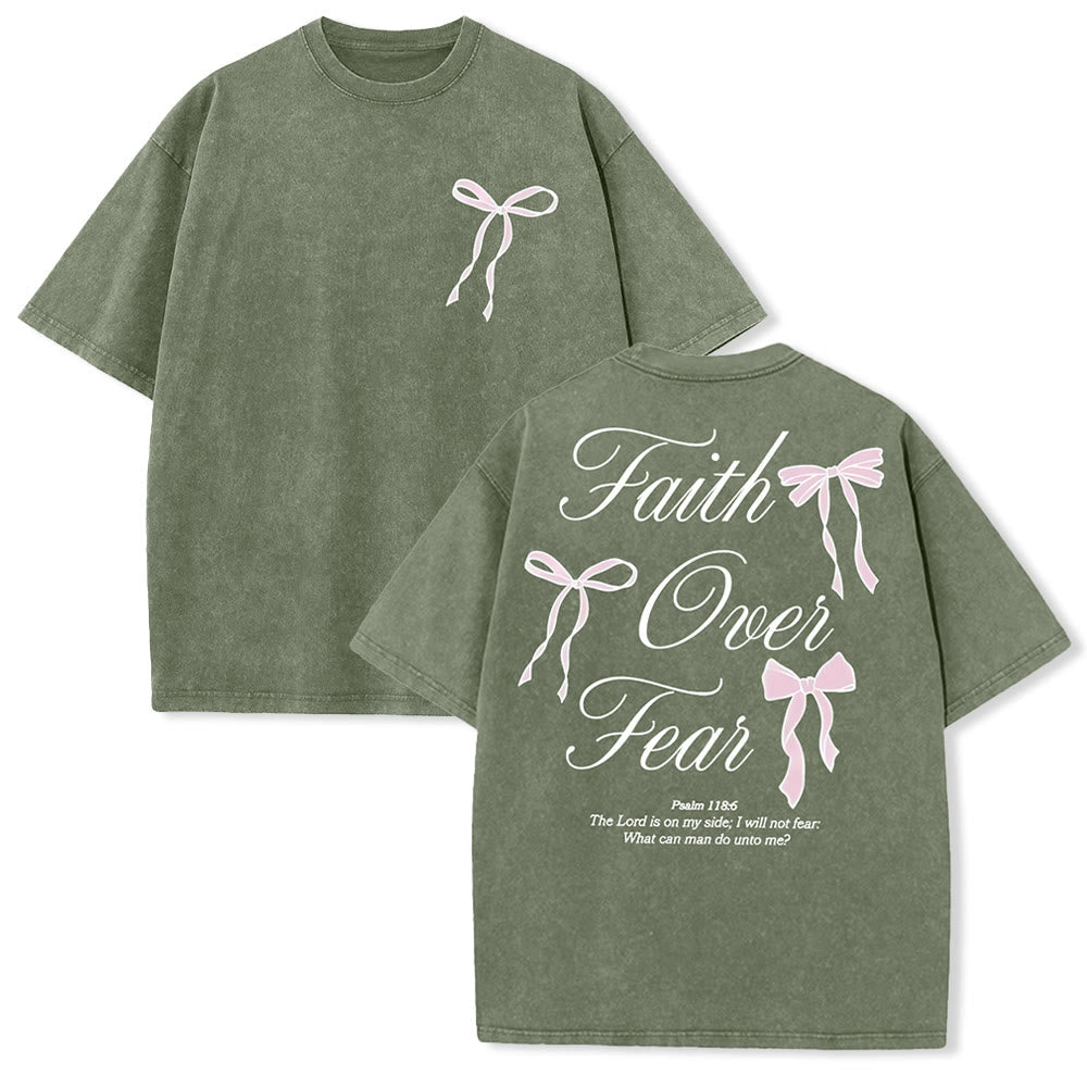 Christianartworkshop Faith Over Fear Unisex Washed T-Shirt