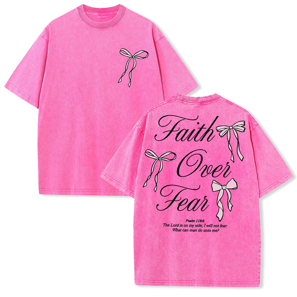 Christianartworkshop Faith Over Fear Unisex Washed T-Shirt