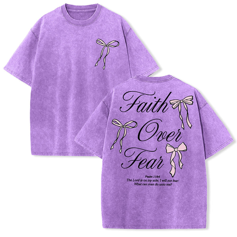 Christianartworkshop Faith Over Fear Unisex Washed T-Shirt