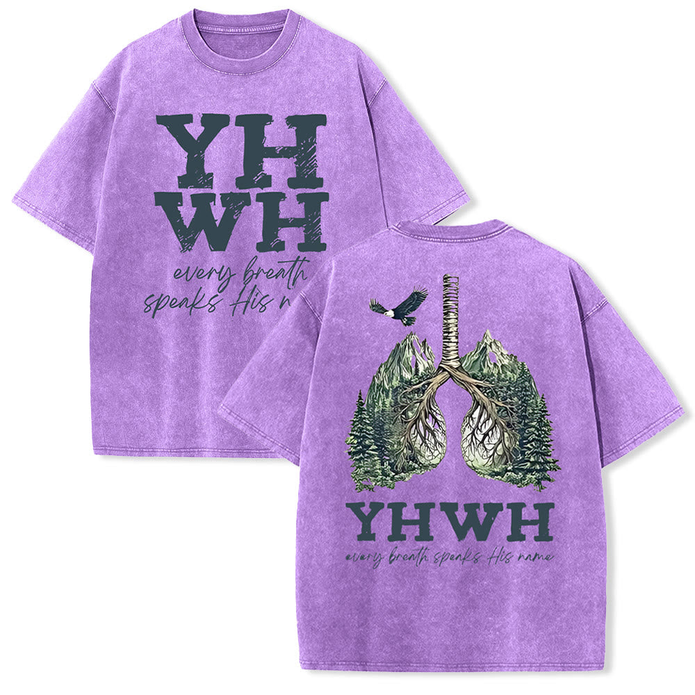 Christianartworkshop Every Breath Speaks His Name Unisex Washed T-shirt