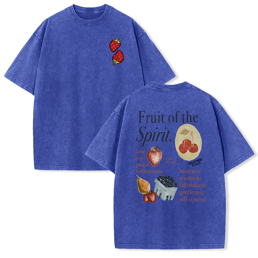 Christianartworkshop Fruit Of The Spirit Double Sided Unisex Washed T-shirt
