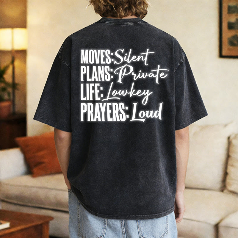 Christianartworkshop Moves Silent Prayers Loud Stylized Cross Mixed Lettering Unisex Washed T-shirt