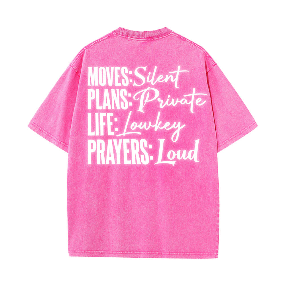 Christianartworkshop Moves Silent Prayers Loud Stylized Cross Mixed Lettering Unisex Washed T-shirt