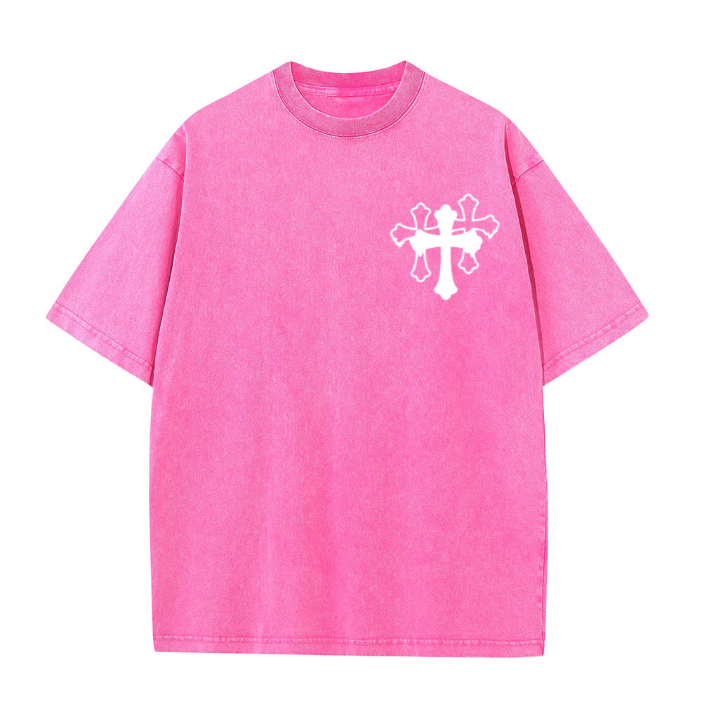 Christianartworkshop Moves Silent Prayers Loud Stylized Cross Mixed Lettering Unisex Washed T-shirt