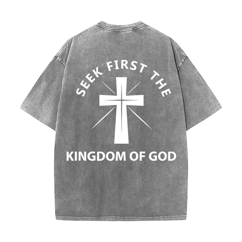 Christianartworkshop Seek First the Kingdom of God Unisex Washed T-Shirt
