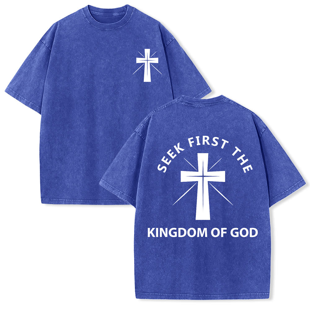 Christianartworkshop Seek First the Kingdom of God Unisex Washed T-Shirt