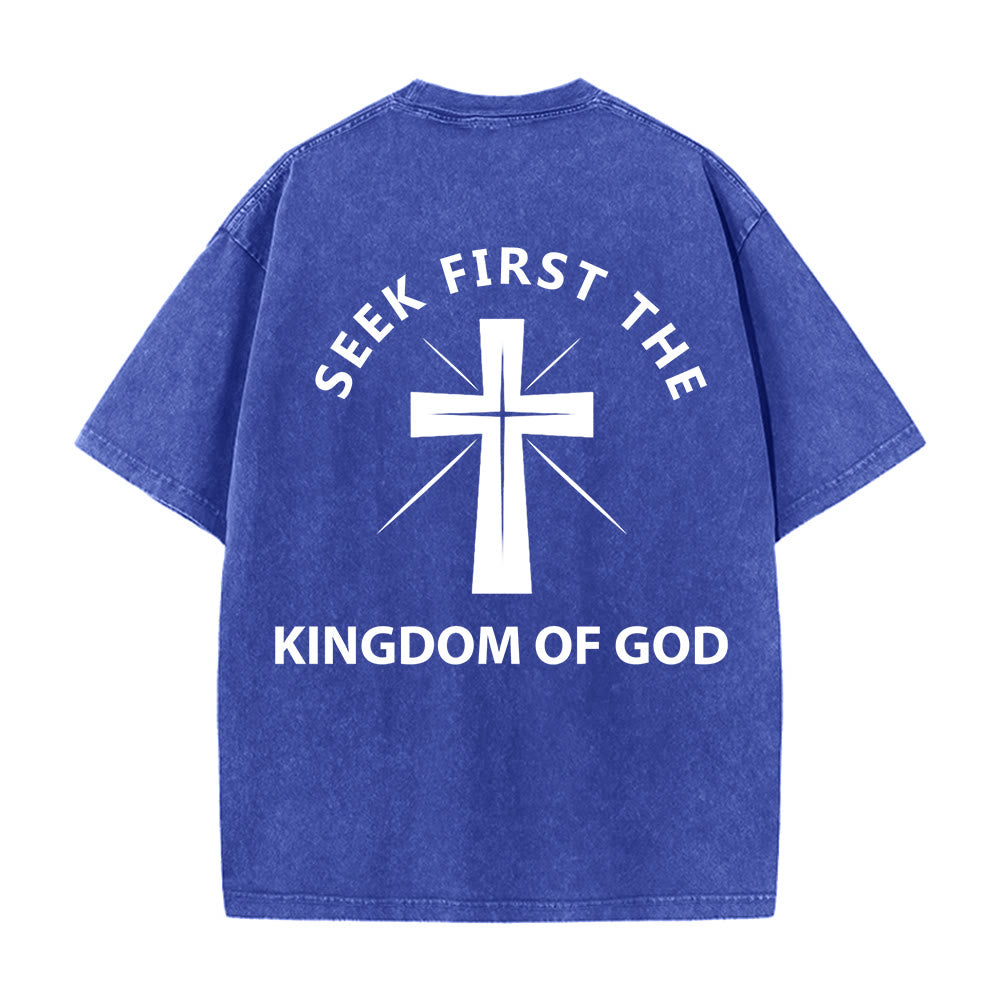 Christianartworkshop Seek First the Kingdom of God Unisex Washed T-Shirt