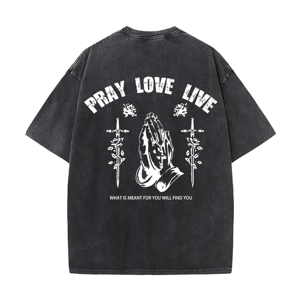 Christianartworkshop God Willing Pray Love Live Unisex Washed T-Shirt