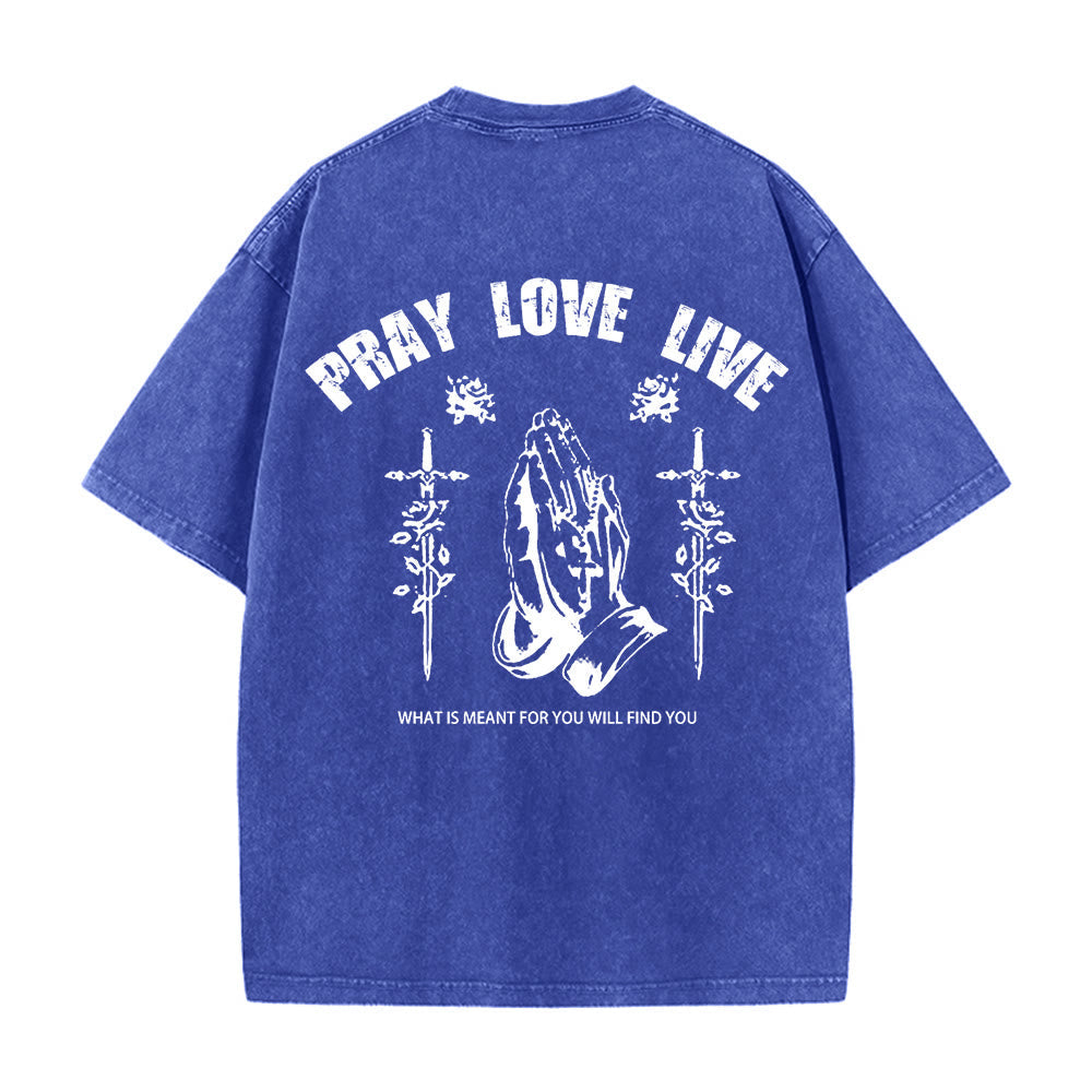 Christianartworkshop God Willing Pray Love Live Unisex Washed T-Shirt