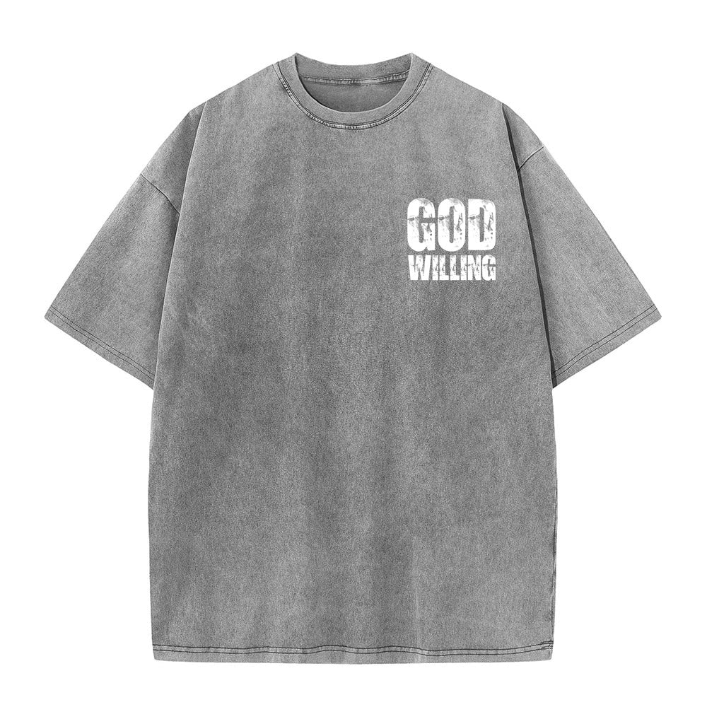 Christianartworkshop God Willing Pray Love Live Unisex Washed T-Shirt