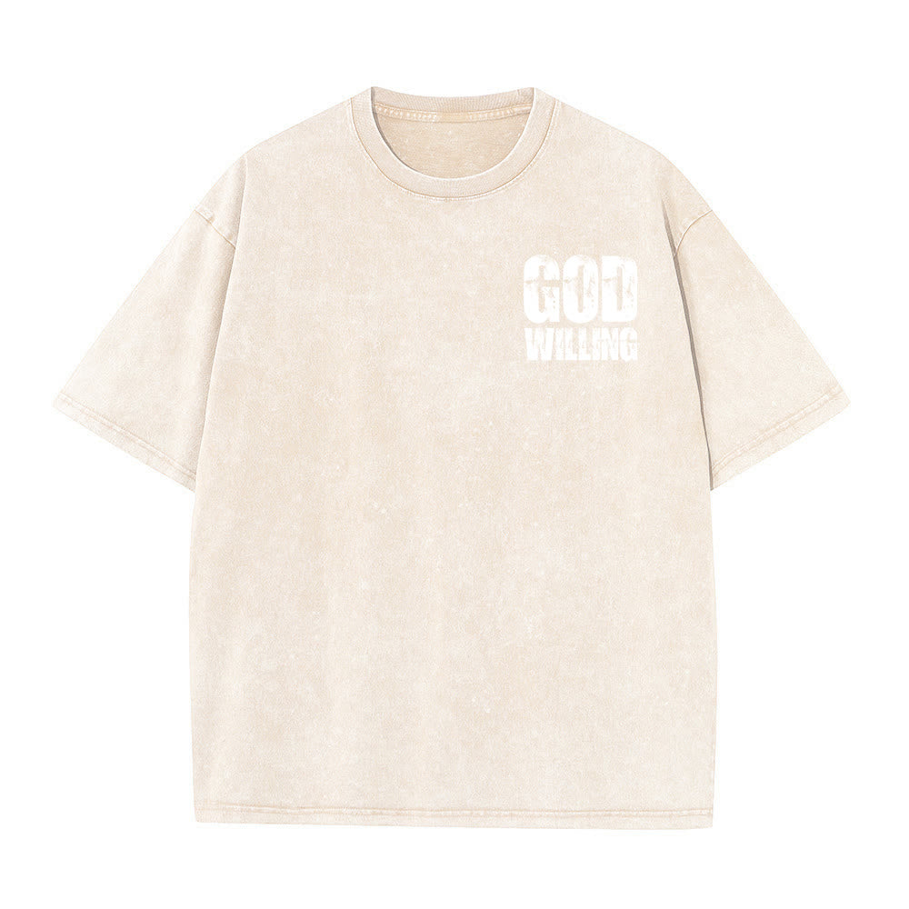 Christianartworkshop God Willing Pray Love Live Unisex Washed T-Shirt