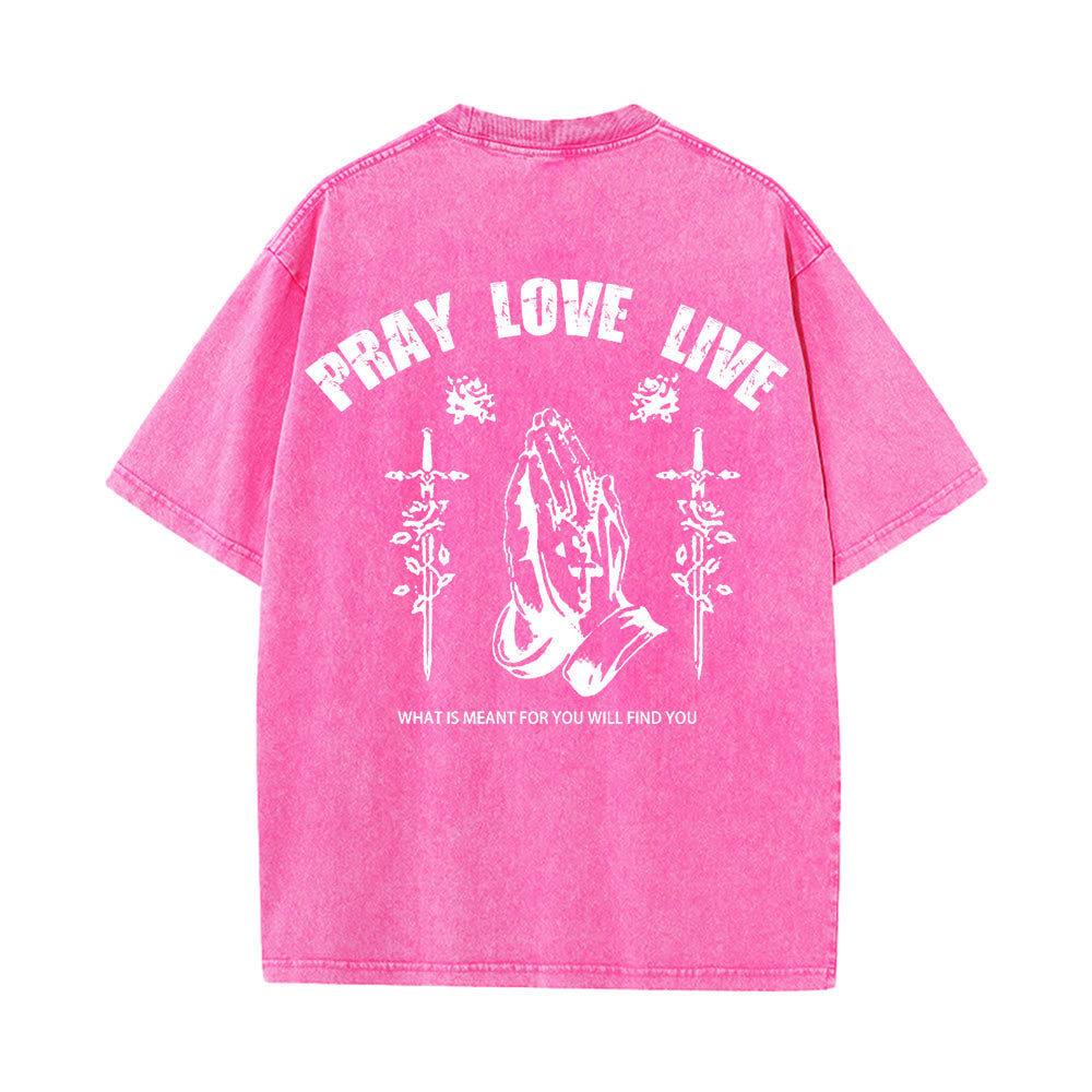 Christianartworkshop God Willing Pray Love Live Unisex Washed T-Shirt
