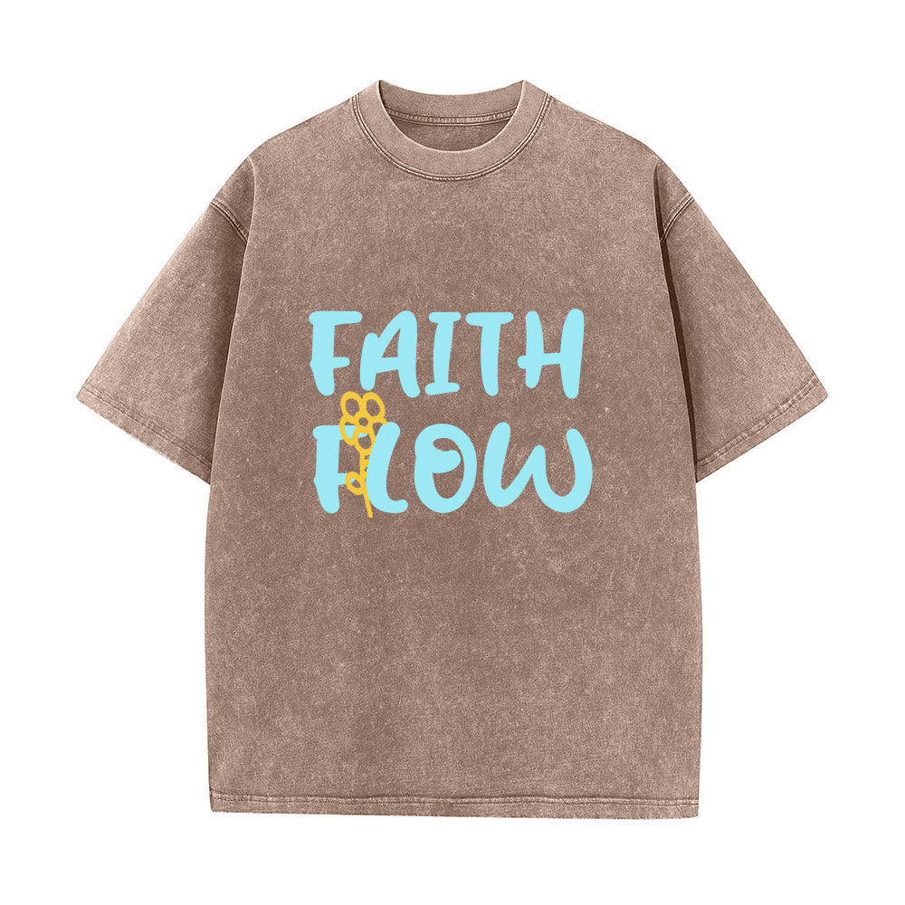 Christianartworkshop Faith Flow Floral Unisex Washed T-Shirt