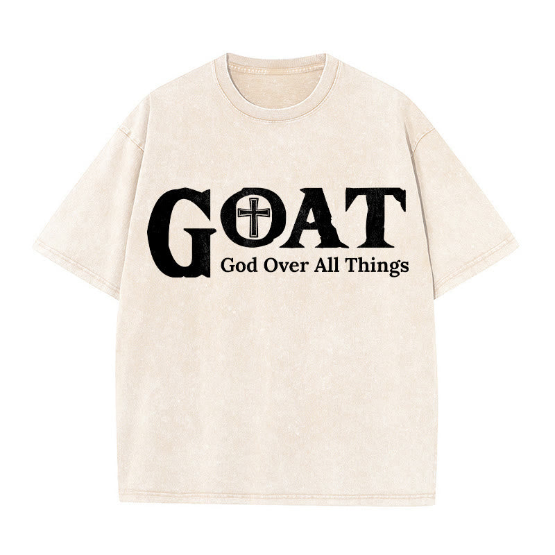 Christianartworkshop GOAT God Over All Things Unisex Washed T-Shirt