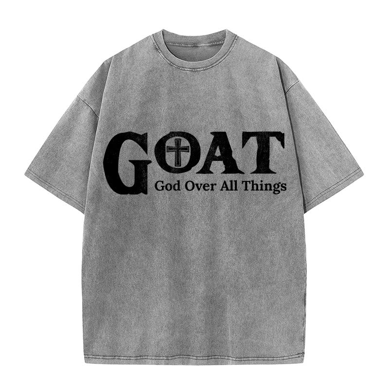 Christianartworkshop GOAT God Over All Things Unisex Washed T-Shirt
