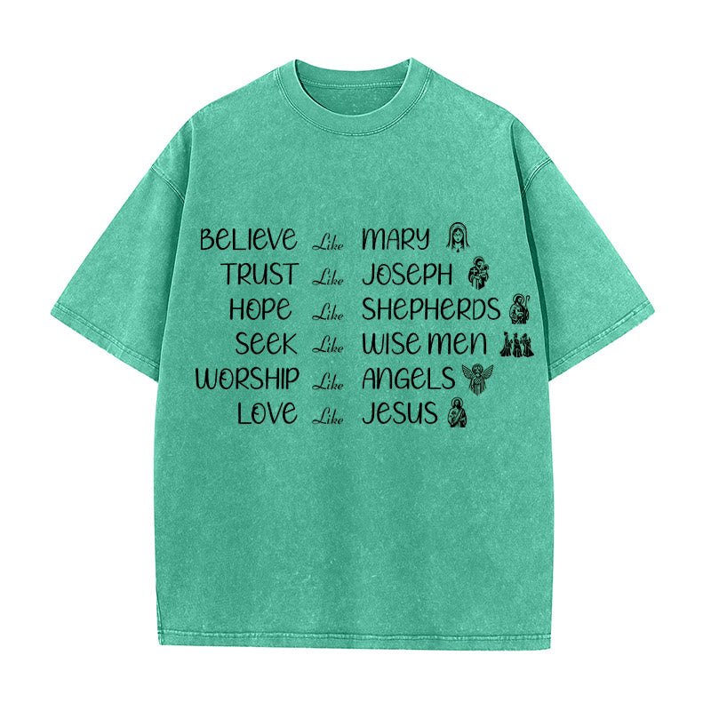Christianartworkshop Bible Heroes Faith Statement Unisex Washed T-Shirt
