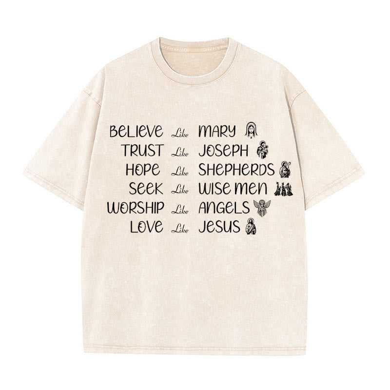 Christianartworkshop Bible Heroes Faith Statement Unisex Washed T-Shirt